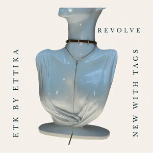 REVOLVE X ETK BY ETTIKA CHOKER NECKLACE FAUX SUEDE WITH STUDS/GOLD ACCENT DANGLE